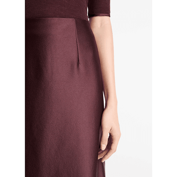 Vince Satin Above Knee Skirt Oxblood