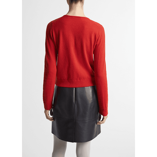 Vince Scallop Trim Cardi Poppy