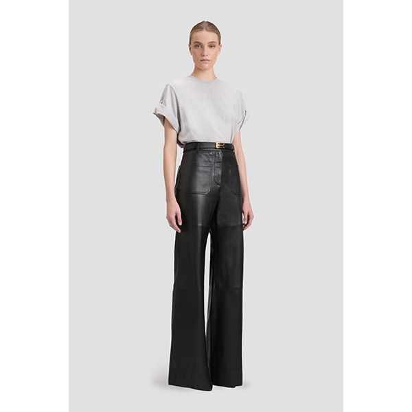 Victoria Beckham Alina Leather Trouser Black
