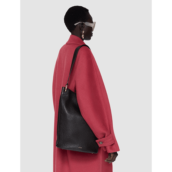 JOSEPH Bucket Pebble Leather Bag Cocoa