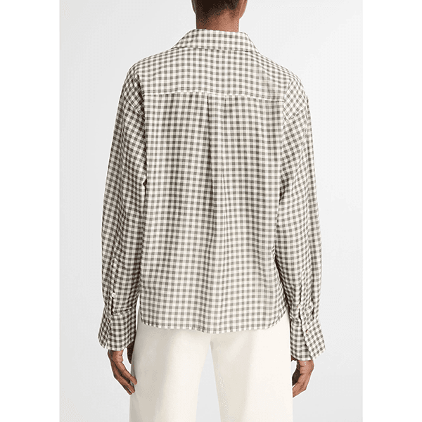 Vince Cropped Shirt Off White/Smoke