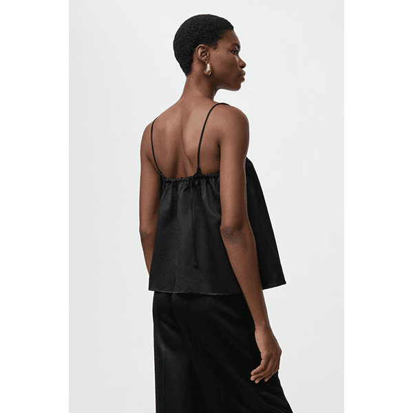 Soft Goat Silk Singlet Black