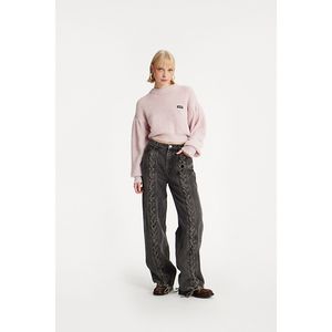 Main Image ROTATE  Denim Laced Leg Pant Black