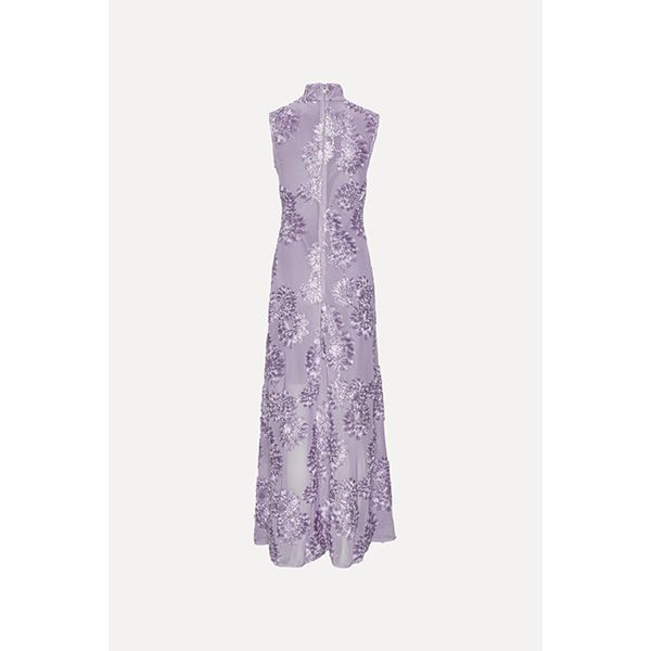 ROTATE Flower Mesh Maxi Dress Lavender Aura