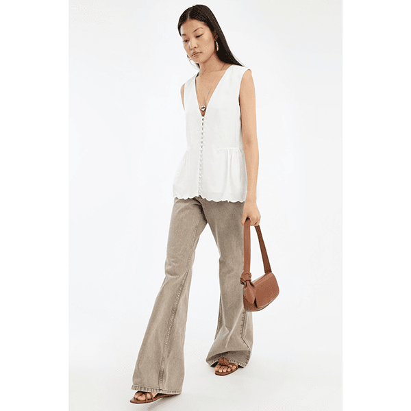 ROTATE  Flared Highwaisted Jeans Driftwood