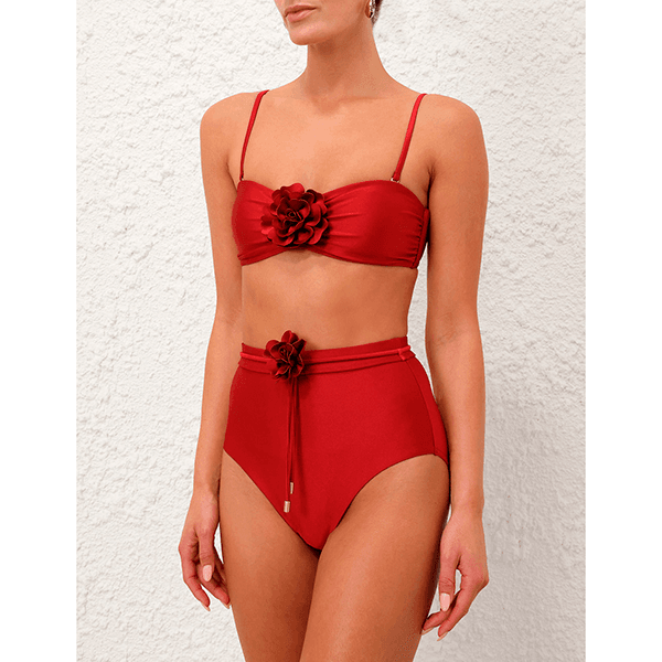 Zimmermann Cascadian Flower High Pant Dark Red