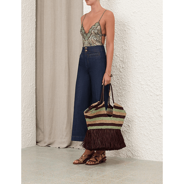 Zimmermann Wanderlust Scallop Onepiece Tapestry Teal Multi