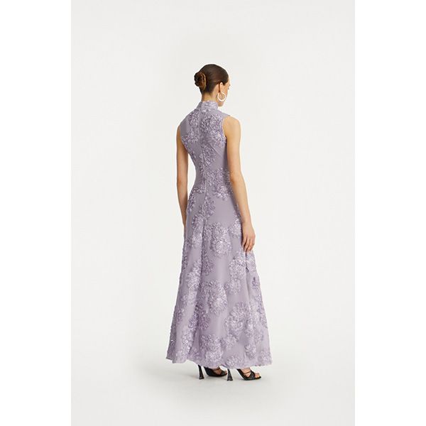 ROTATE Flower Mesh Maxi Dress Lavender Aura