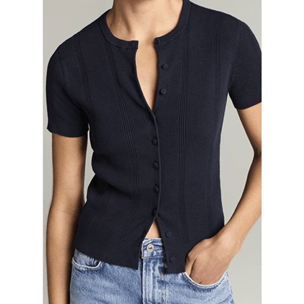 Vince S/S Rib Cardi Ink