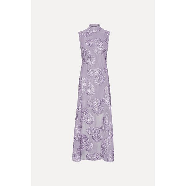 ROTATE Flower Mesh Maxi Dress Lavender Aura