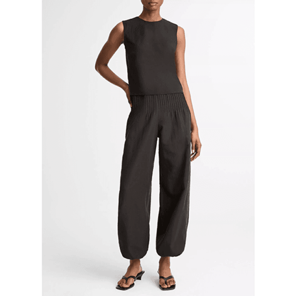 Vince High Waist Pintuck Wide Leg Black