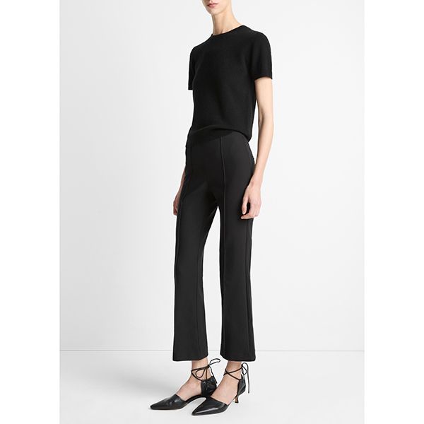 Vince Mid Rise Pintuck Crop Flare Pant Black