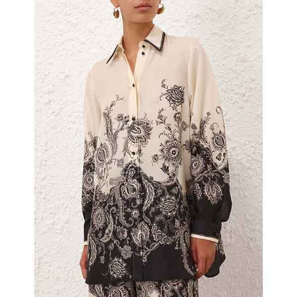 Zimmermann Rhiannon Relaxed Shirt Cream/Black Floral