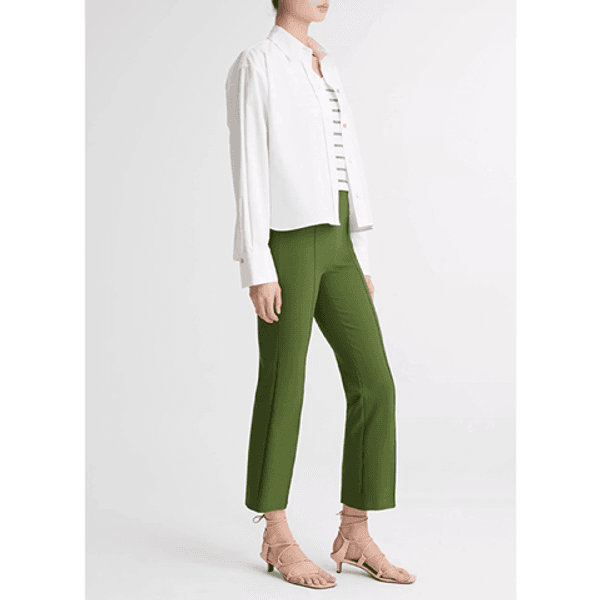 Vince Niki Mid Rise Pintuck Crop Flare Pant Herb