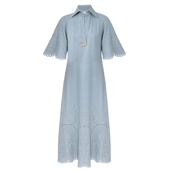 Zimmermann Daylight Denim Midi Dress Ice Storm
