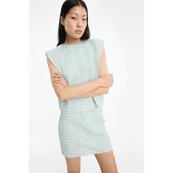 ROTATE Beaded Boxy Top Ice Flow