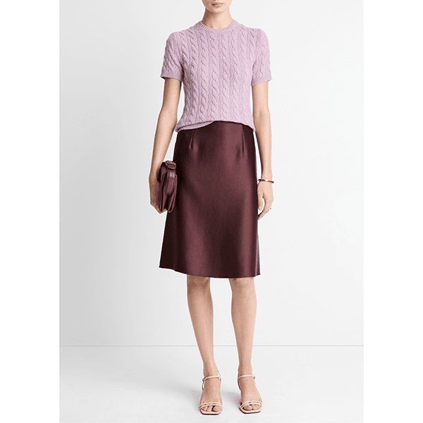 Vince Satin Above Knee Skirt Oxblood