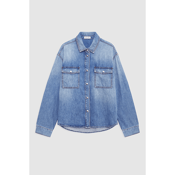 Anine Bing Paxton Shirt Tidal Blue