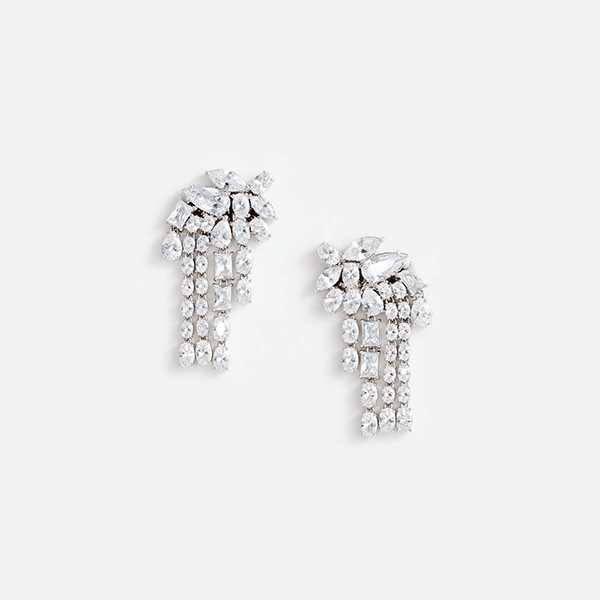 Self-Portrait Multi Crystal Dangle Earrings Silver
