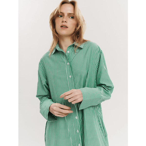 Once Untold Sally Midi Dress Vineyard Green Stripe