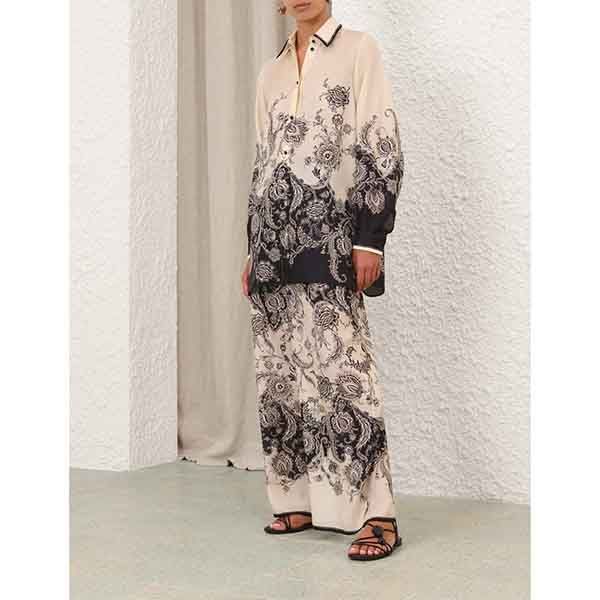 Zimmermann Rhiannon Relaxed Pant Cream/Black Floral